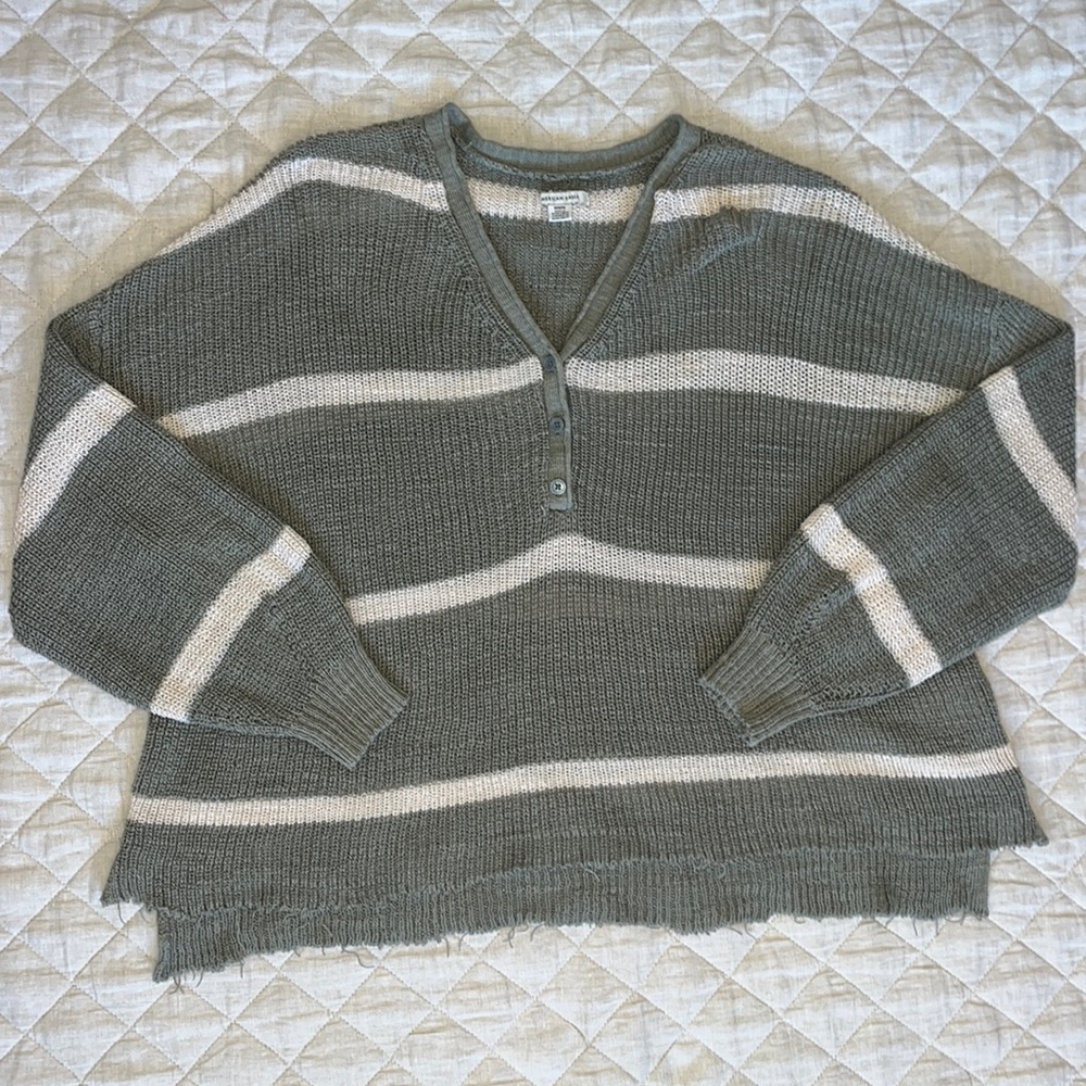 American Eagle Green Striped Sweater, size M